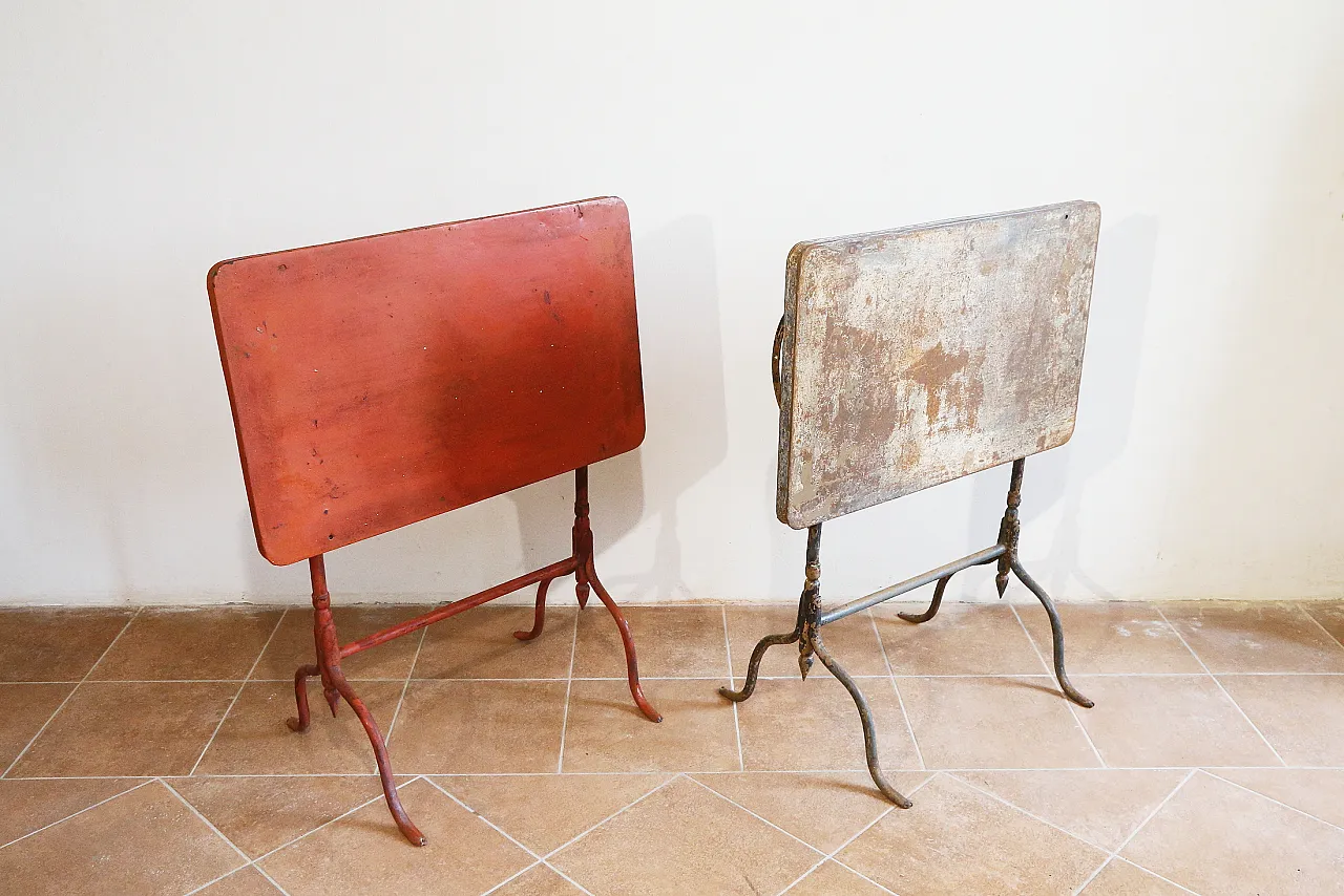 Coppia tavolini bistrot richiudibili ferro battuto, '800 2