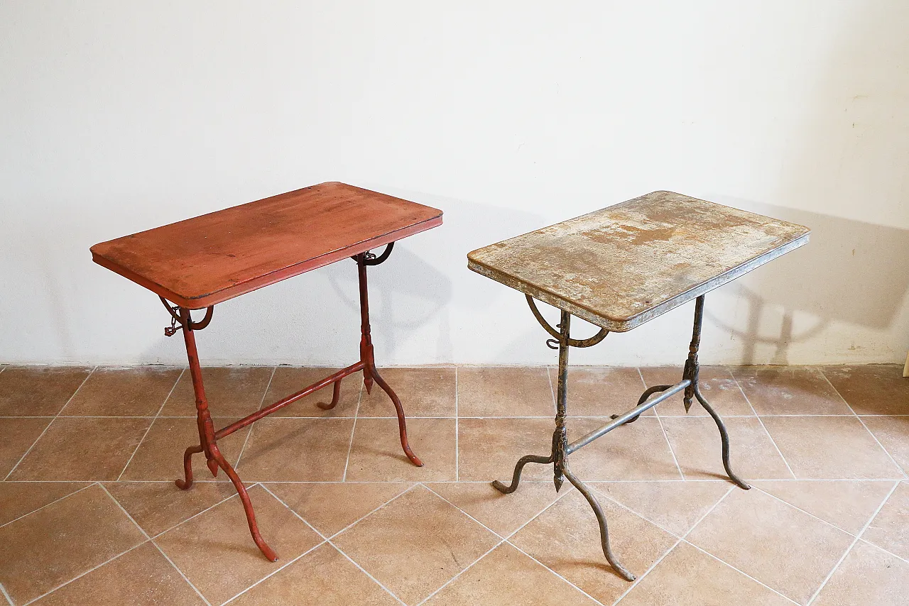 Coppia tavolini bistrot richiudibili ferro battuto, '800 9
