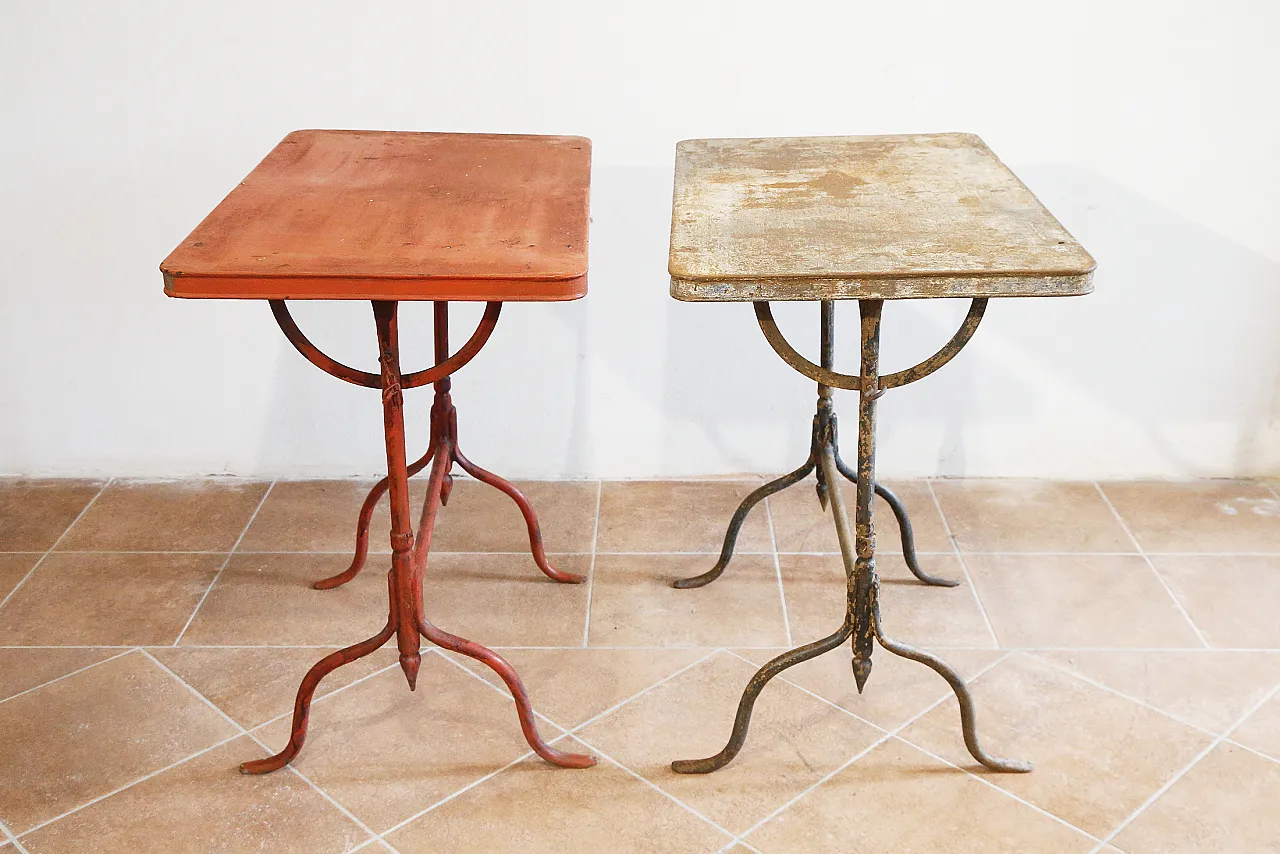 Coppia tavolini bistrot richiudibili ferro battuto, '800 17