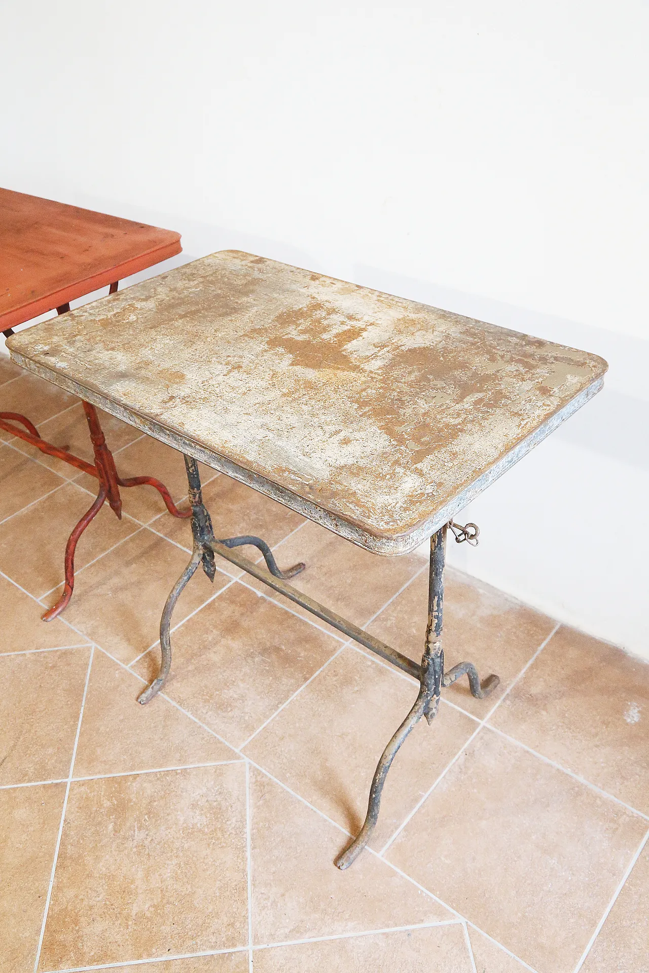 Coppia tavolini bistrot richiudibili ferro battuto, '800 18