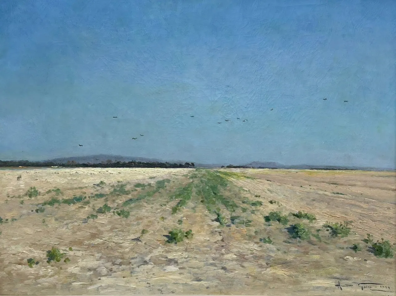 Sunny Field in Champagne - Armand Guéry, Oil on Canvas, 19th Century 2