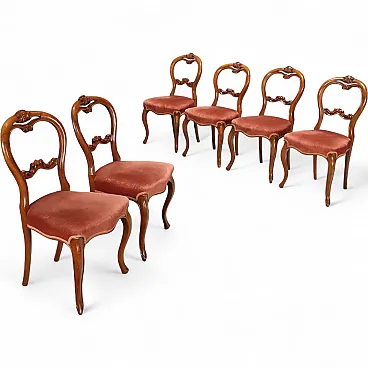 6 Louis Philippe chairs in walnut, 19th century