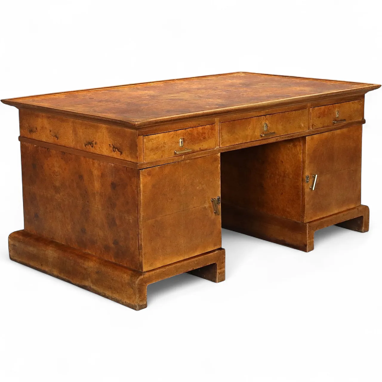 Art Deco desk in walnut and walnut root, late 20th century 11
