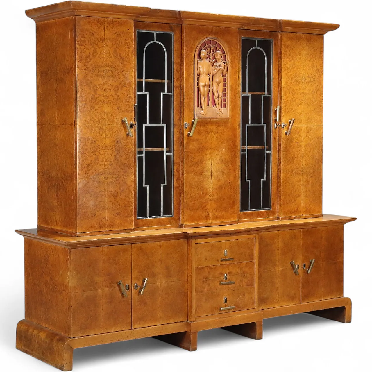 Art Deco living room furniture veneered in maple burl, 20th century 11