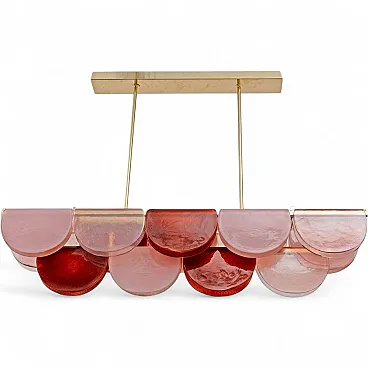 Murano glass and brass modular linear chandelier, 20th century