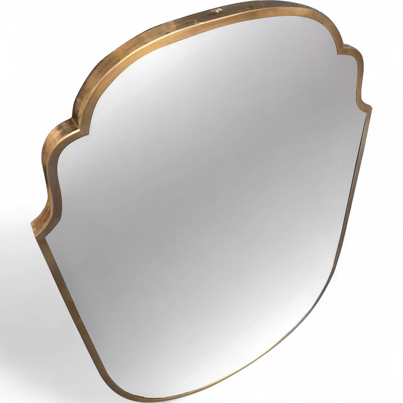 Specchio da parete in ottone massiccio in stile Gio Ponti, anni '50 13
