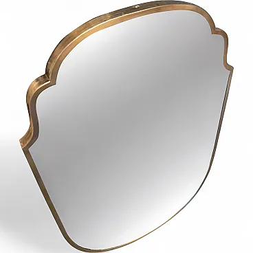 Specchio da parete in ottone massiccio in stile Gio Ponti, anni '50
