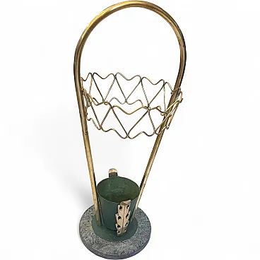 Brass and marble umbrella stand, Gio Ponti Style, 1950s