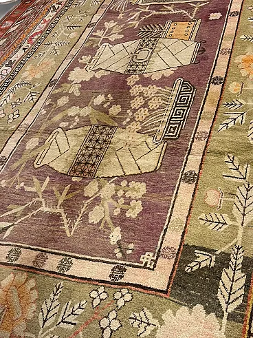 Tappeto decorativo orientale rosso e ocra, '800