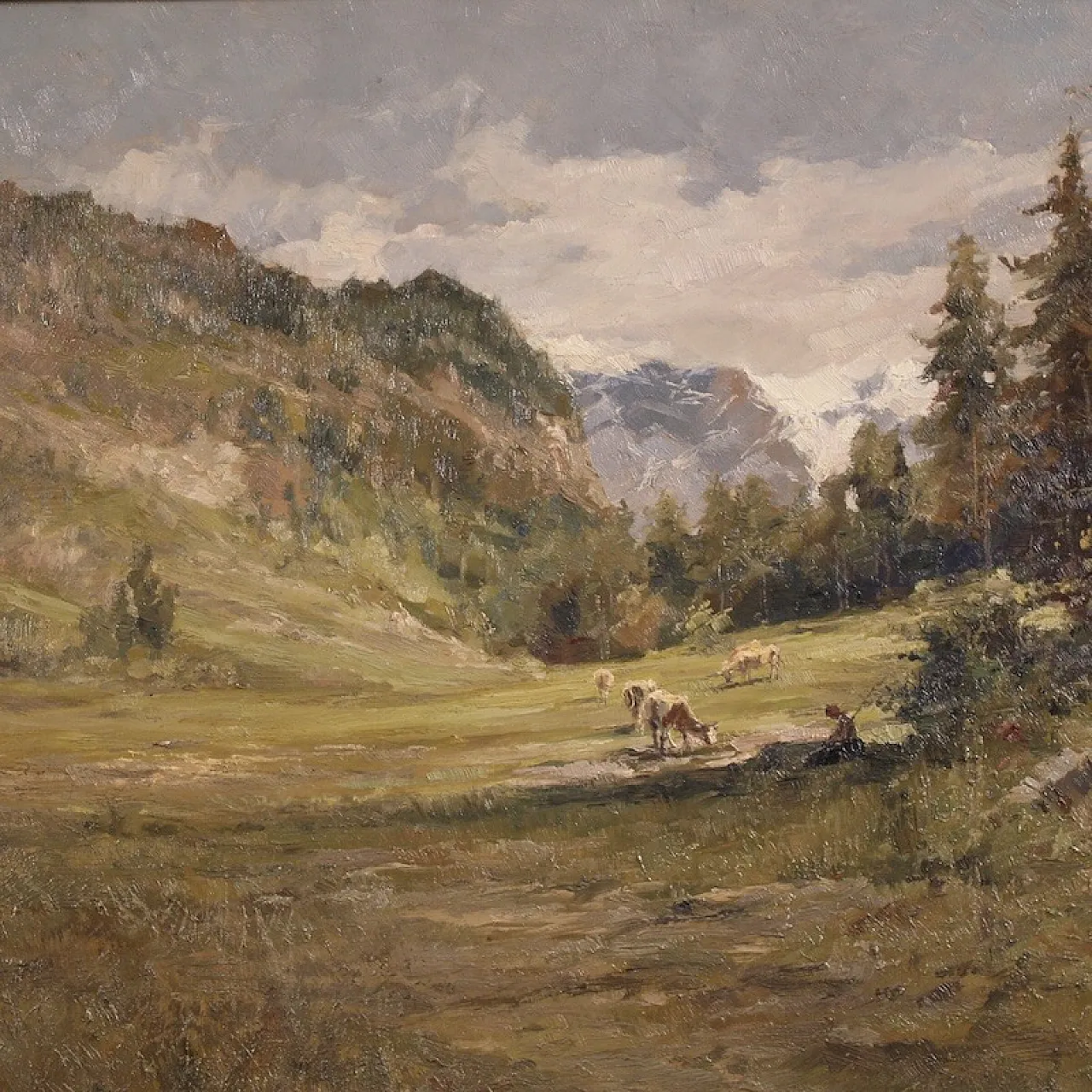 Italian landscape painting signed Giuseppe Gheduzzi from the 20th century 3