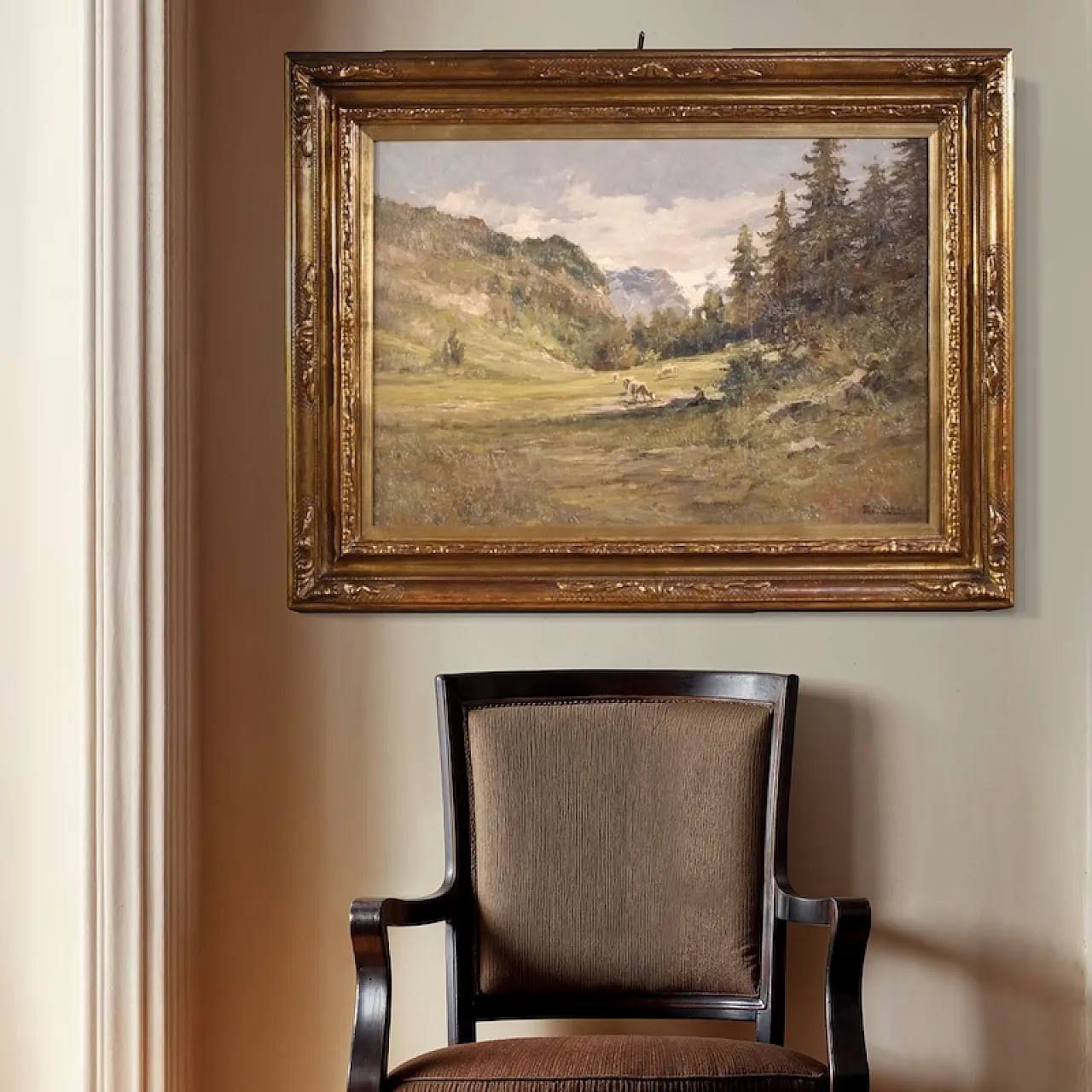Italian landscape painting signed Giuseppe Gheduzzi from the 20th century 4