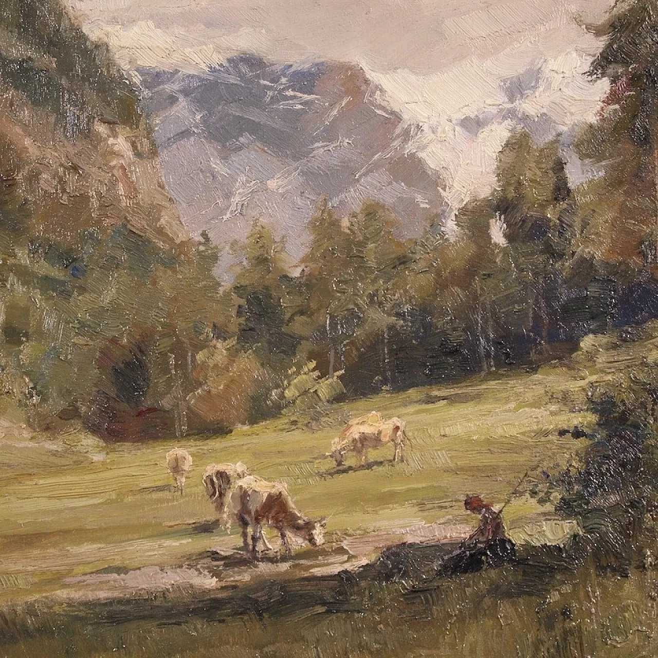 Italian landscape painting signed Giuseppe Gheduzzi from the 20th century 8