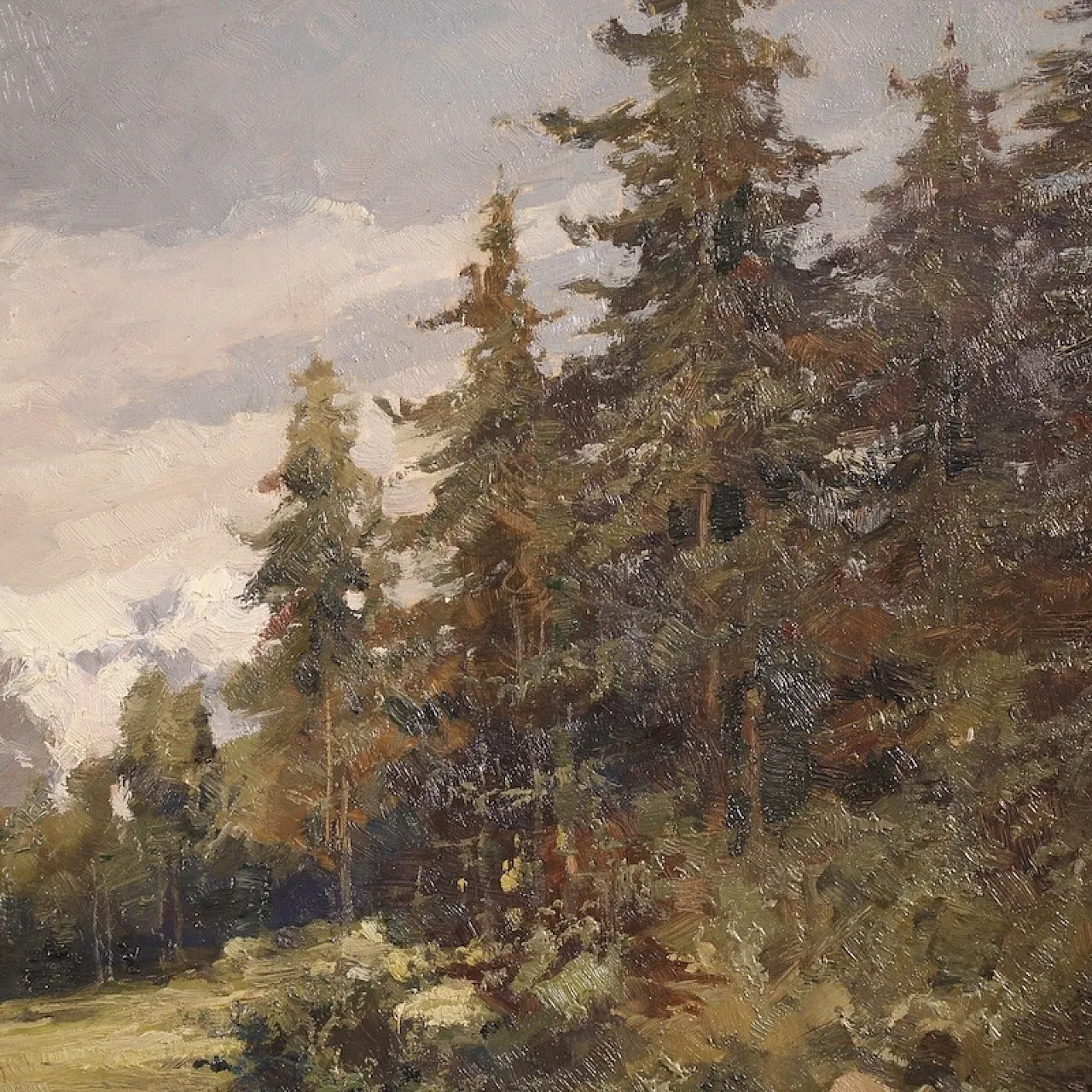 Italian landscape painting signed Giuseppe Gheduzzi from the 20th century 11