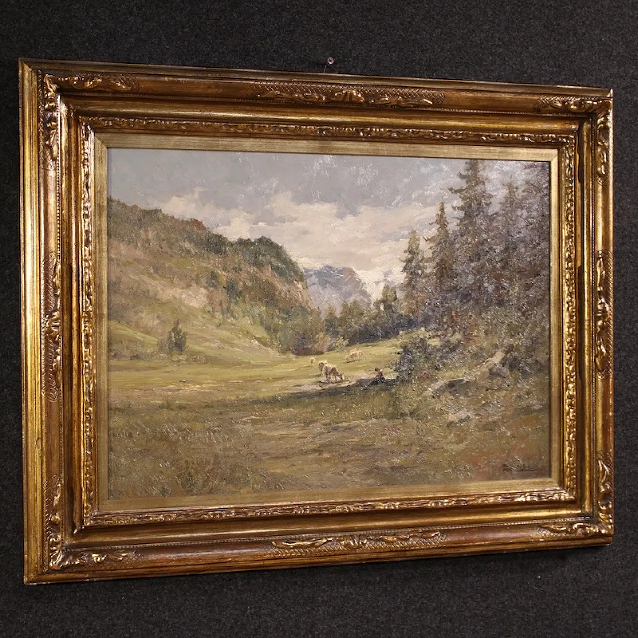 Italian landscape painting signed Giuseppe Gheduzzi from the 20th century 14