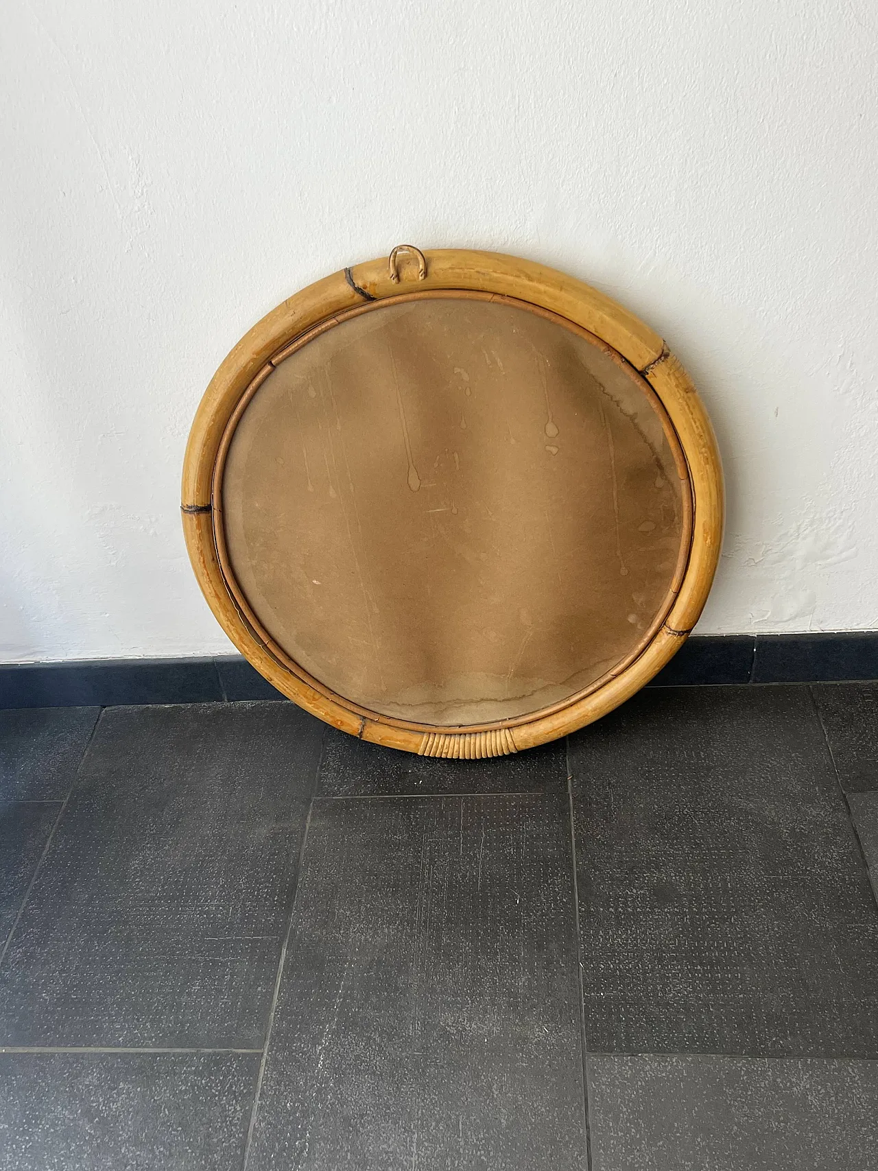Specchio tondo in bambù e legno 4