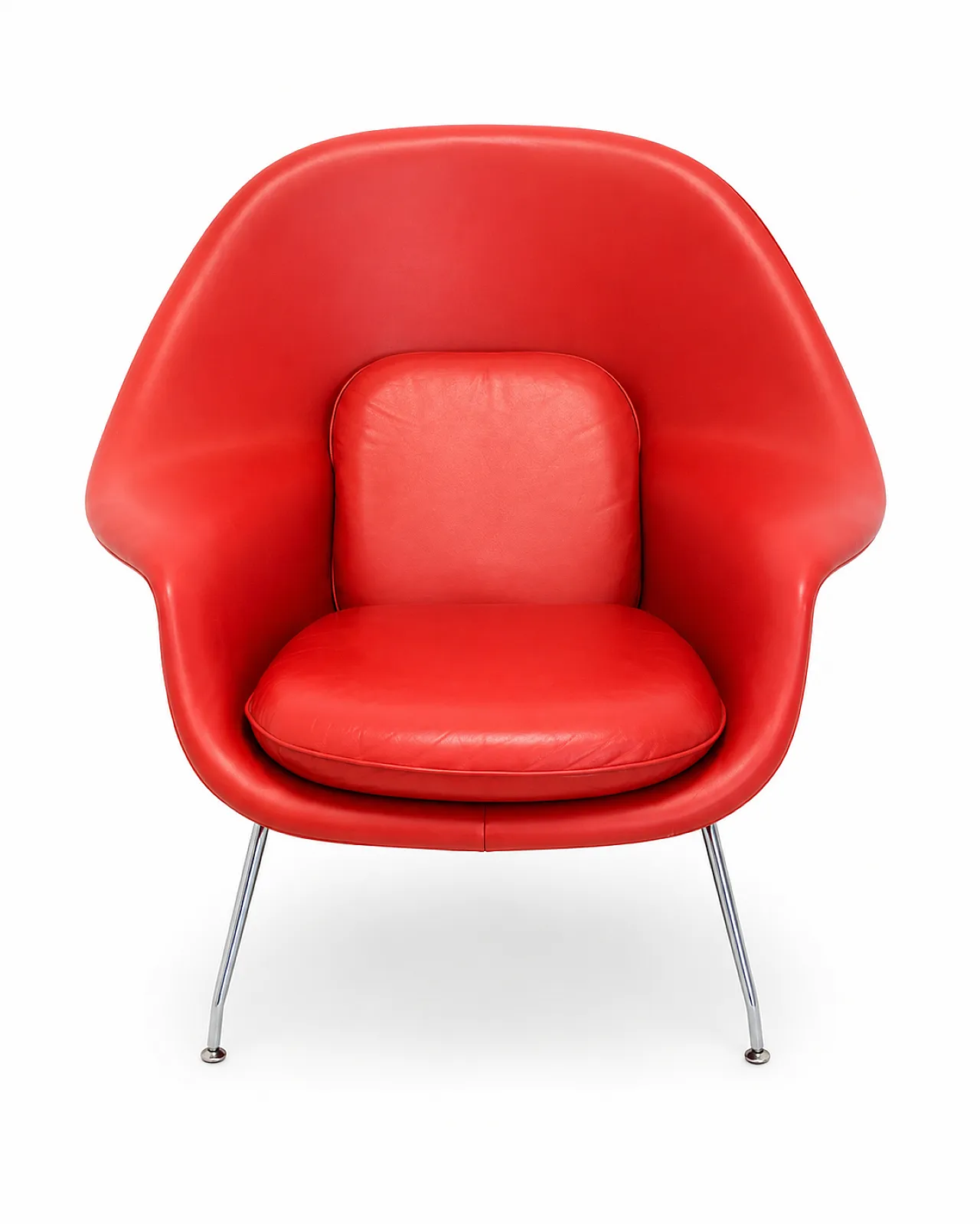 Womb Chair armchair by Eero Saarinen for Knoll red Leather, 2000s 15