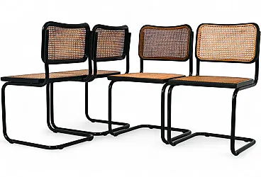 4 Sedie da pranzo All Black stile B32 di Marcel Breuer, anni '90