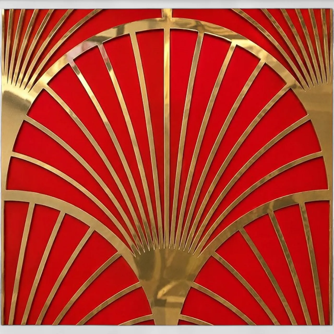 Red glass panel, 1980s 4