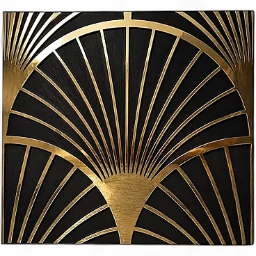 Black glass and brass panel, 1980s