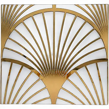 White glass and brass panel, 1980s