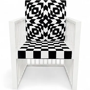 White wooden armchair, 1980s