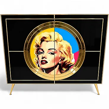 Marilyn black glass sideboard, 1980s