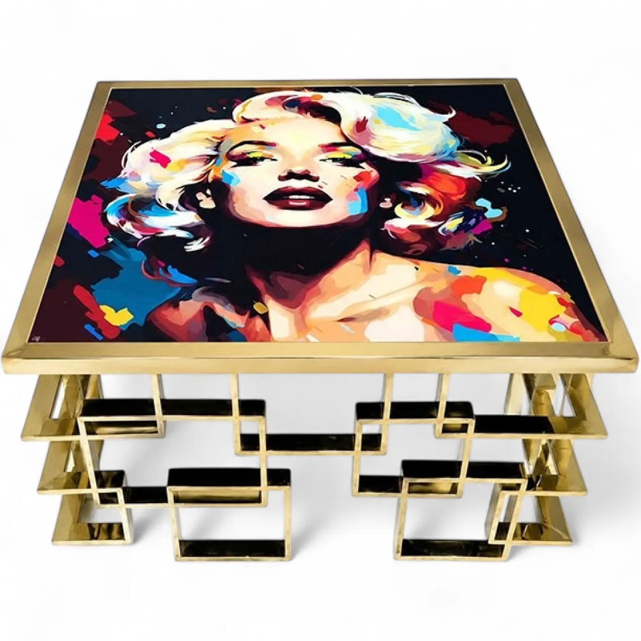 Tavolo basso in ottone Marilyn, anni '80 4