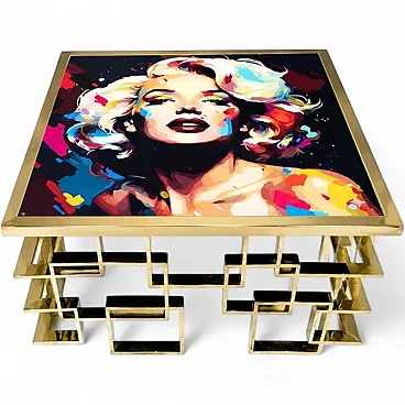 Tavolo basso in ottone Marilyn, anni '80