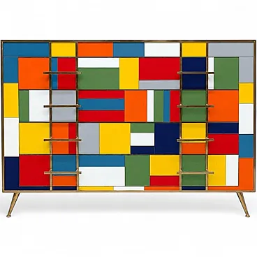 Vintage stained glass chest of drawers, 1980s