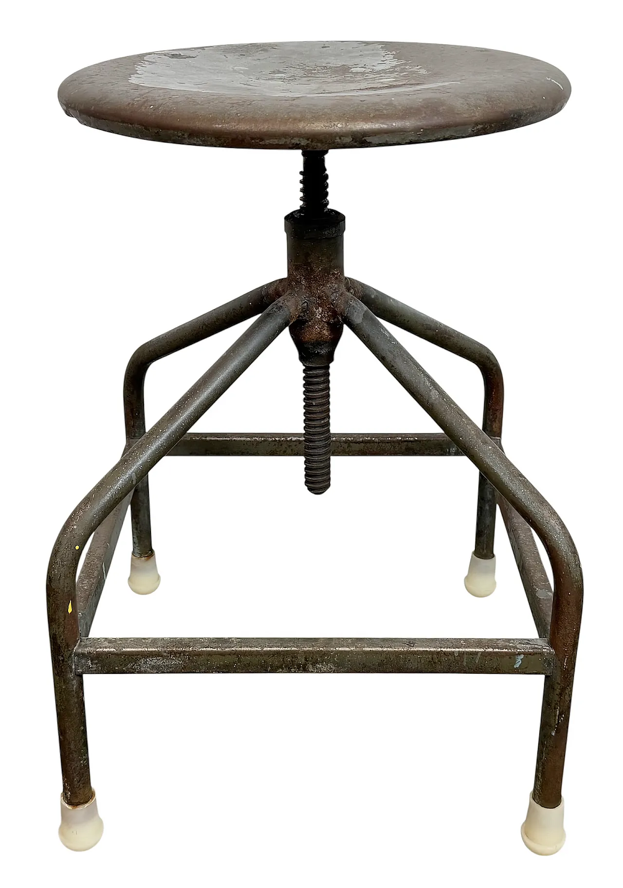 Industrial Iron Height Adjustable Swivel Stool, 1960s 1