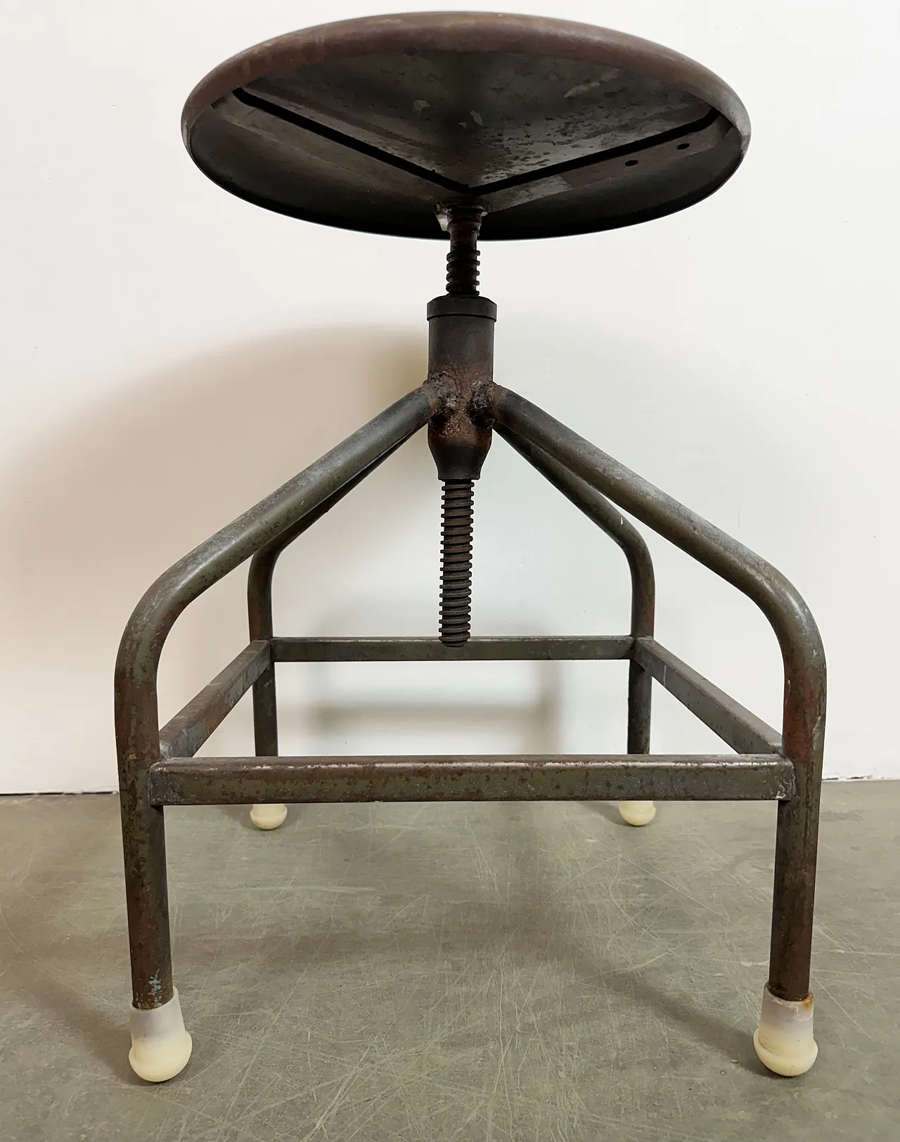 Industrial Iron Height Adjustable Swivel Stool, 1960s 15