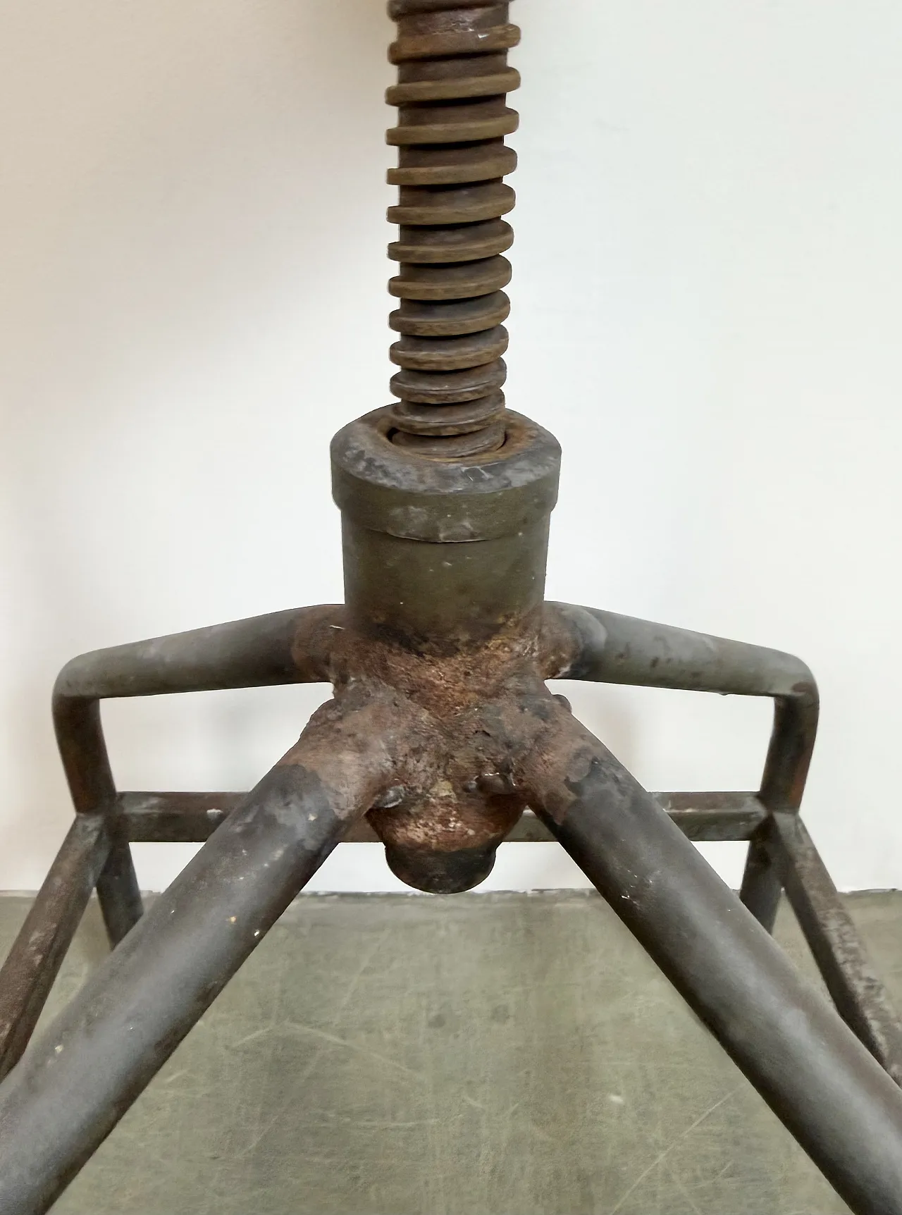 Industrial Iron Height Adjustable Swivel Stool, 1960s 19