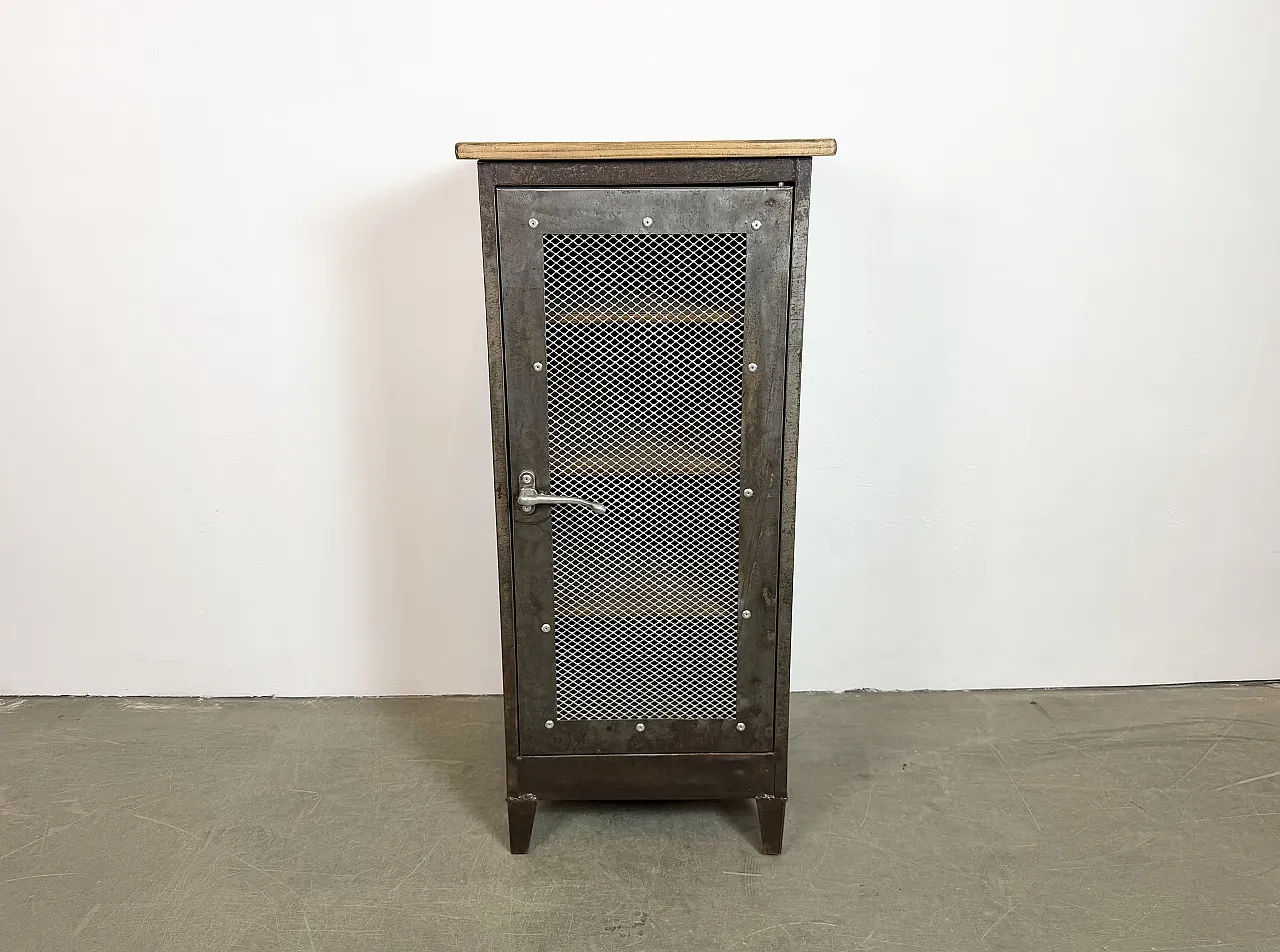 Industrial Iron Cabinet with Mesh Door, 1960s 2