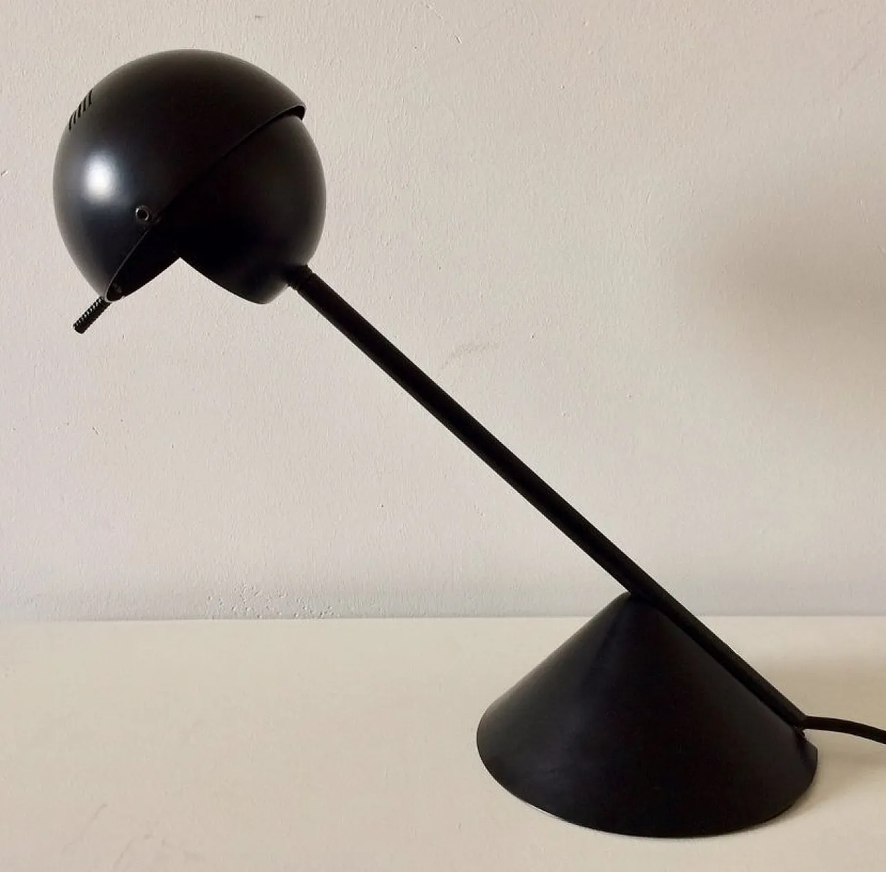 Metal desk lamp with adjustable spherical lampshade, 1980s 1