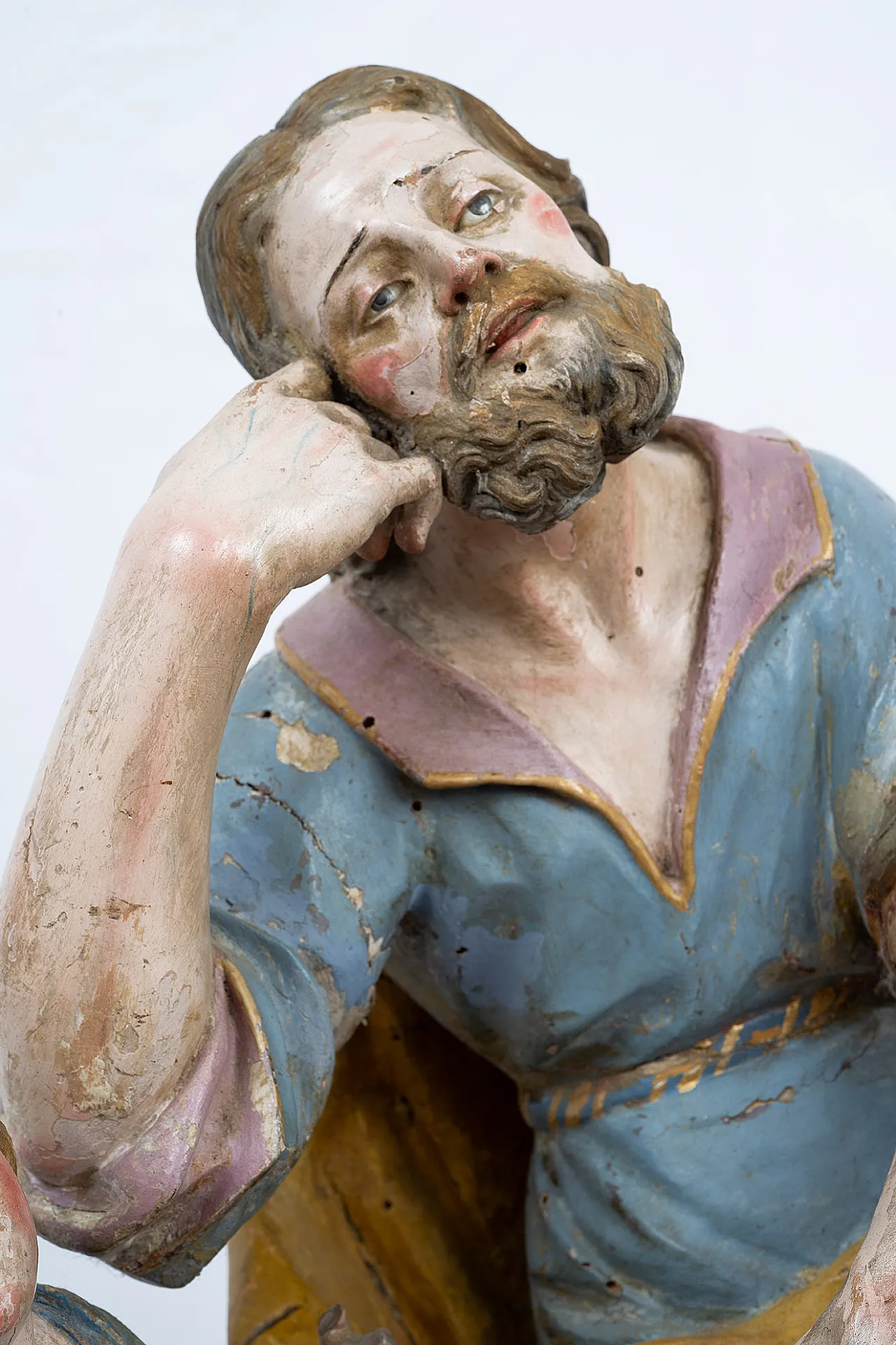 Sculpture in polychrome wood Mystical dream of Saint Joseph, 18th c. 2