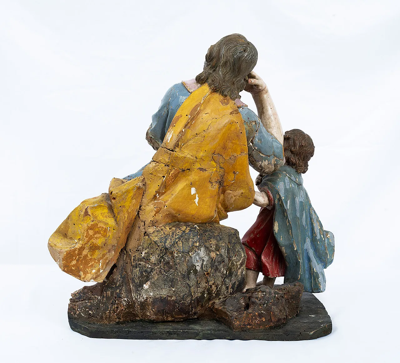 Sculpture in polychrome wood Mystical dream of Saint Joseph, 18th c. 5