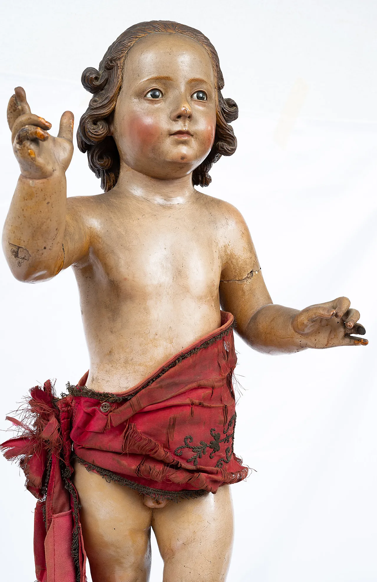 Neapolitan sculpture in polychrome wood Child Blessing, 18th c. 2