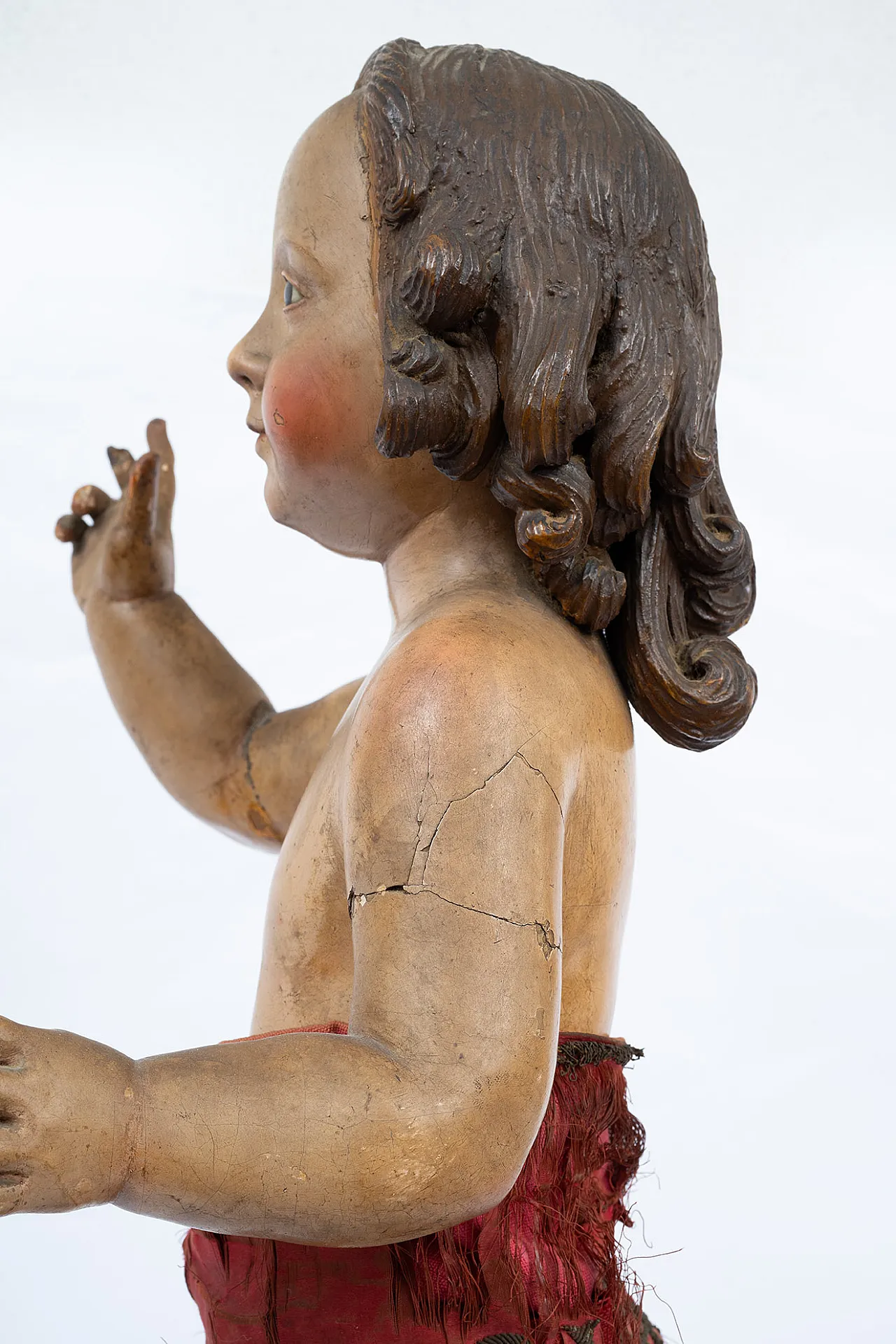 Neapolitan sculpture in polychrome wood Child Blessing, 18th c. 4
