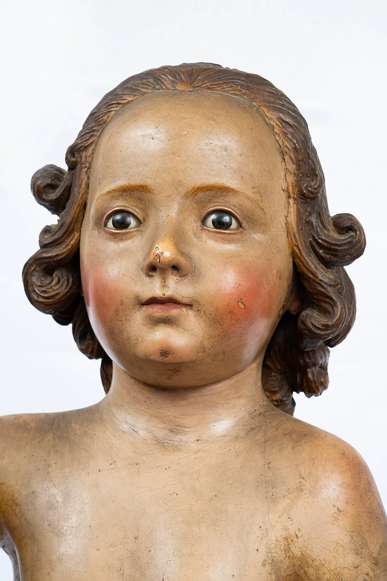 Neapolitan sculpture in polychrome wood Child Blessing, 18th c. 6