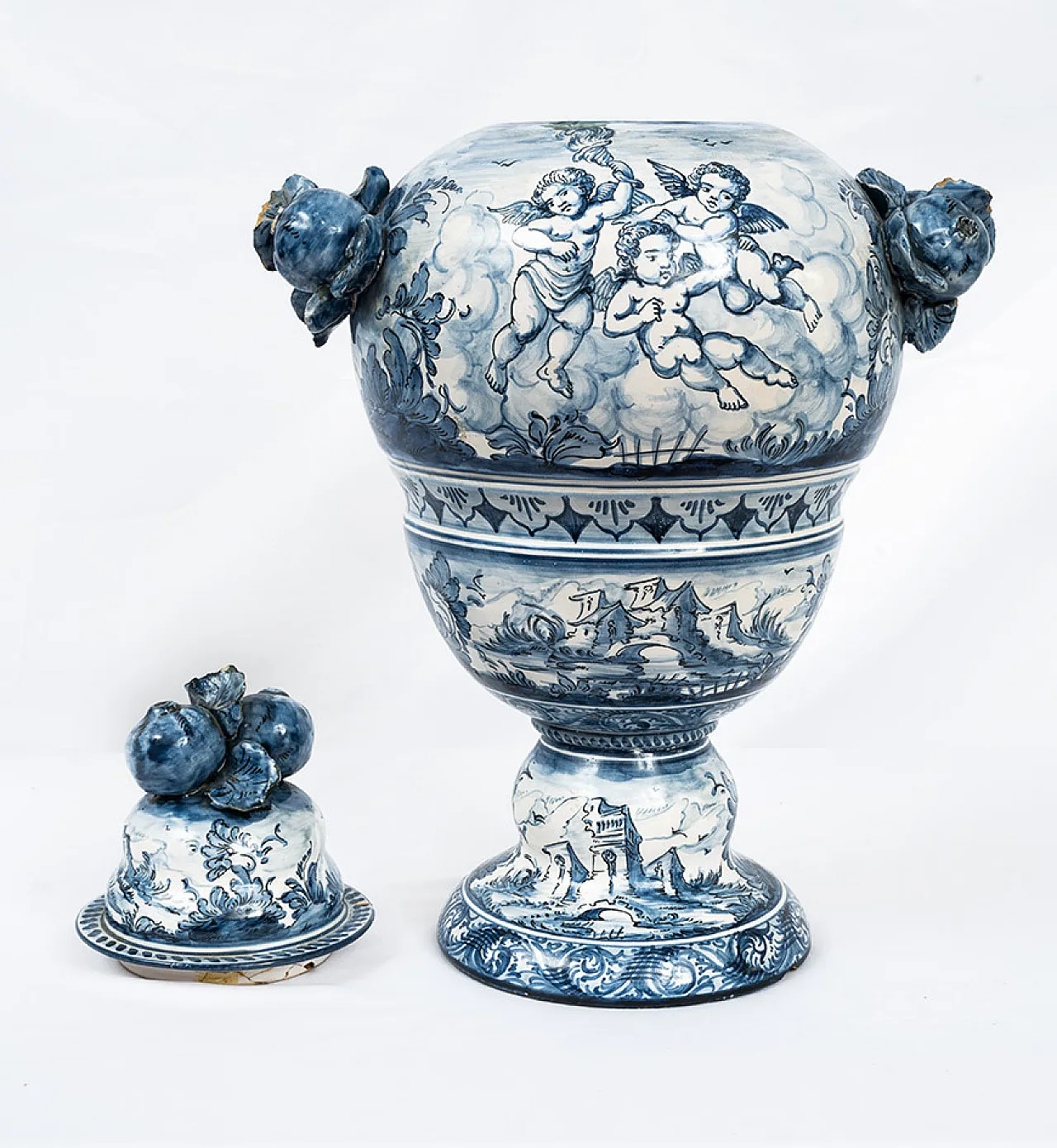 Vaso con coperchio in maiolica smaltata, Albisola, '800 4