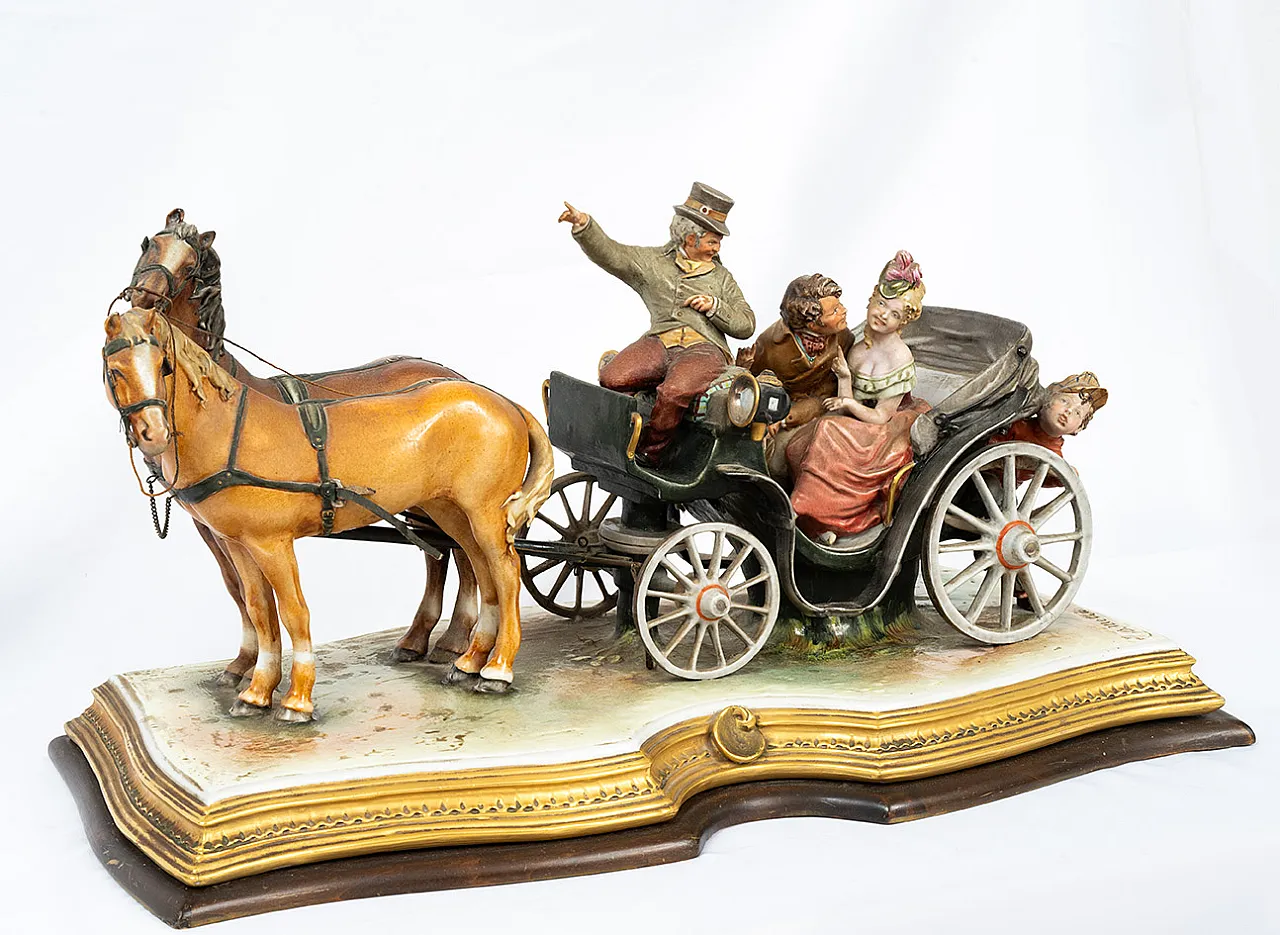 Scultura di Capodimonte carrozza trainata da cavalli, '900 2