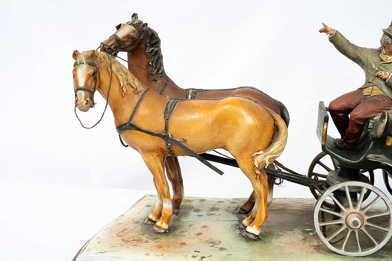 Scultura di Capodimonte carrozza trainata da cavalli, '900 3