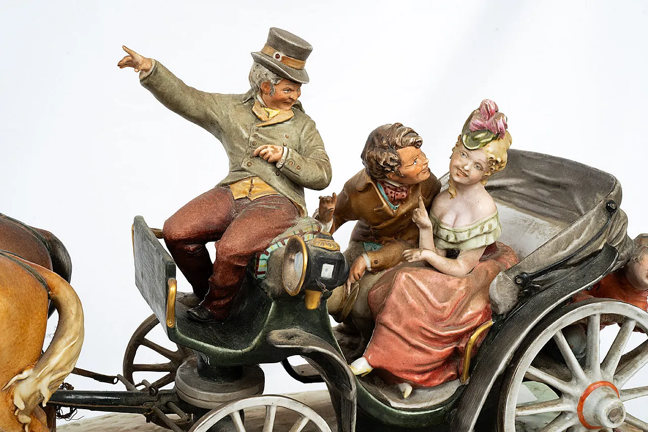 Scultura di Capodimonte carrozza trainata da cavalli, '900 4