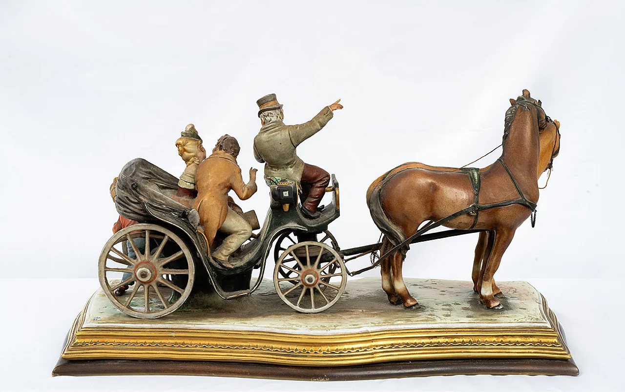 Scultura di Capodimonte carrozza trainata da cavalli, '900 7