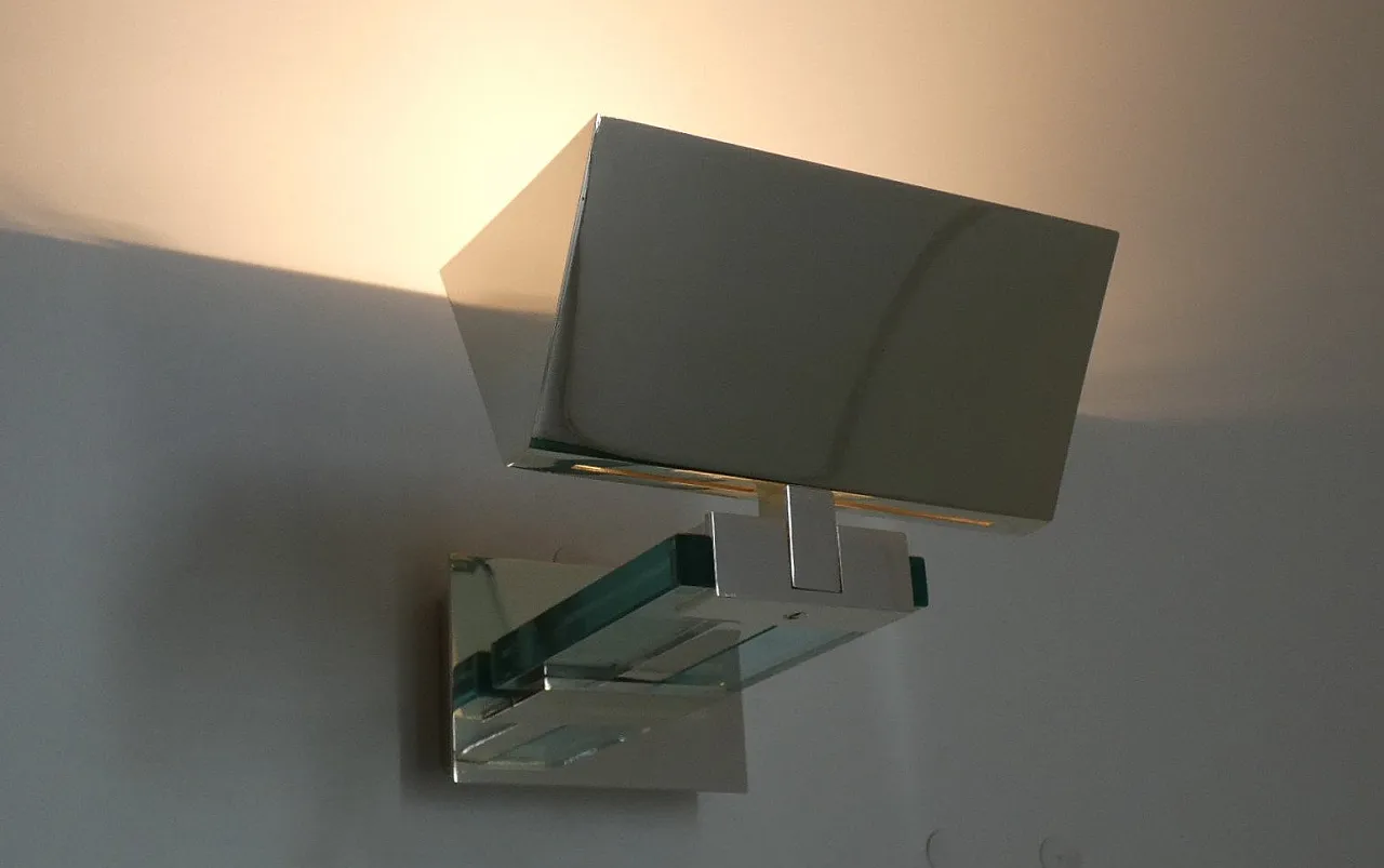 Italian Chrome and Glass Wall Lamps by Martini for Fratelli Martin, 1970s, Set of 4 9