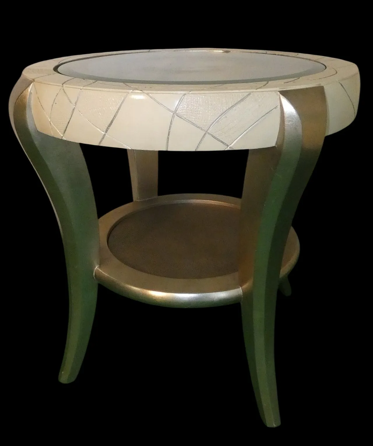 Coffee table in beech and silver leaf, Italy, 1980s 1