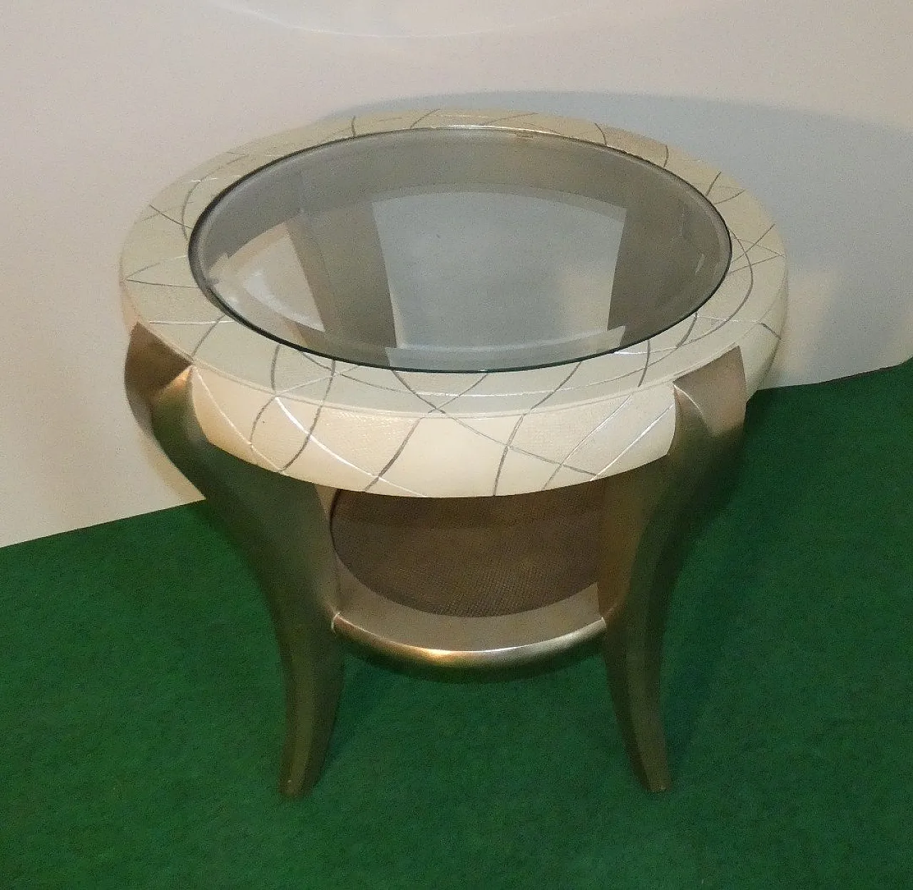 Coffee table in beech and silver leaf, Italy, 1980s 2