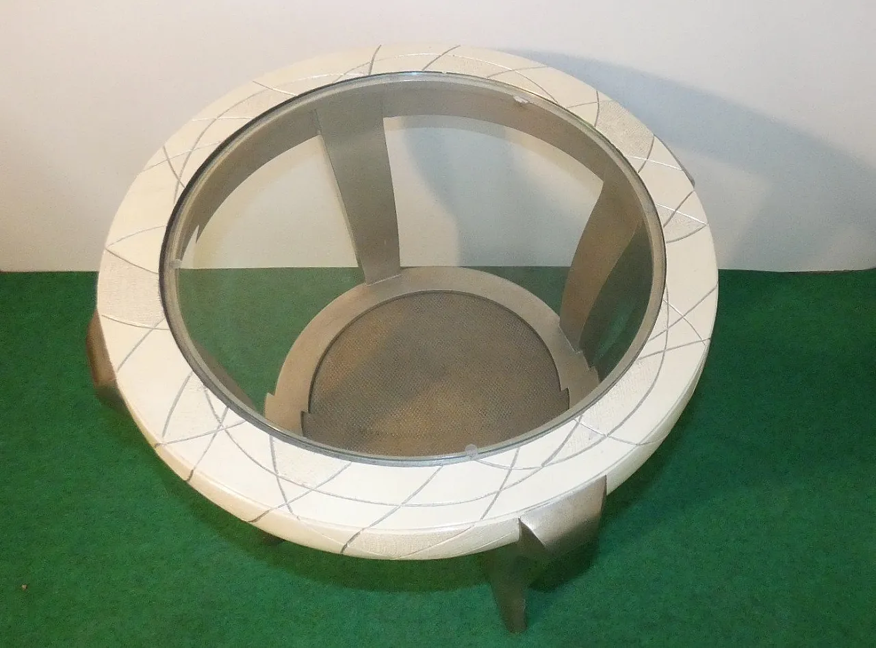 Coffee table in beech and silver leaf, Italy, 1980s 3