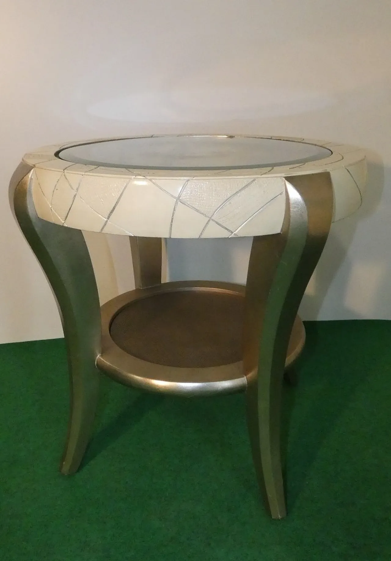 Coffee table in beech and silver leaf, Italy, 1980s 5
