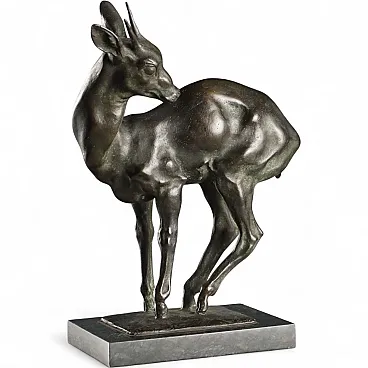 Fawn bronze sculpture by Nando Conti, 20th century